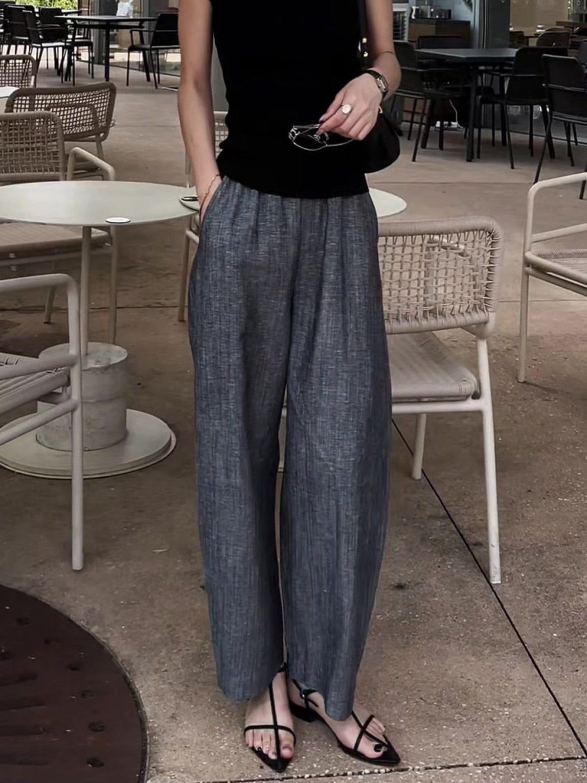 Viscose Blend Fluid Wide Leg Pants — BL1102