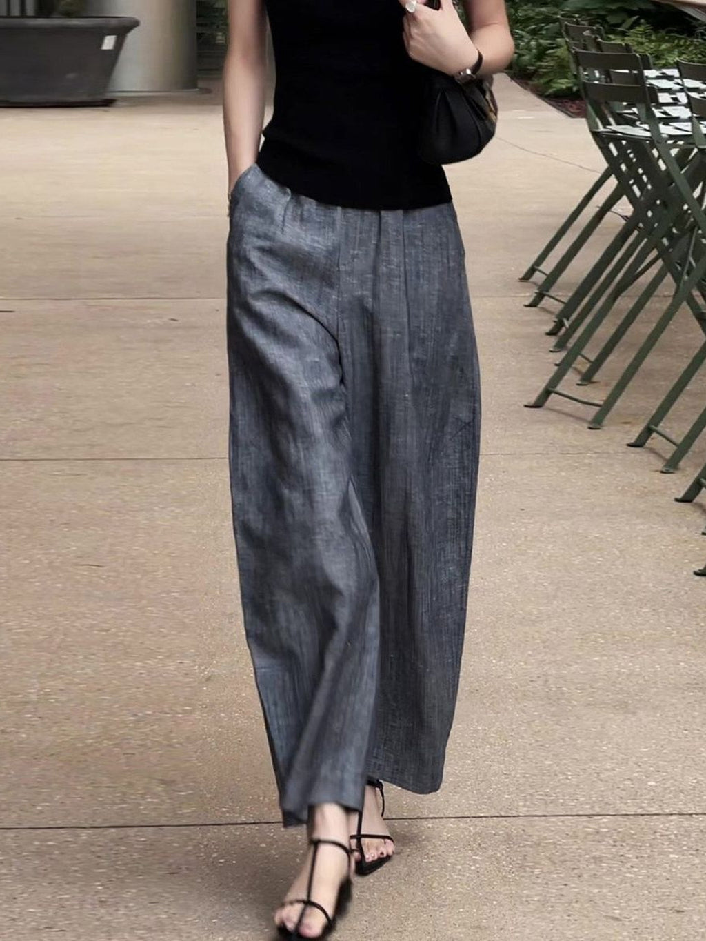 Viscose Blend Fluid Wide Leg Pants — BL1102