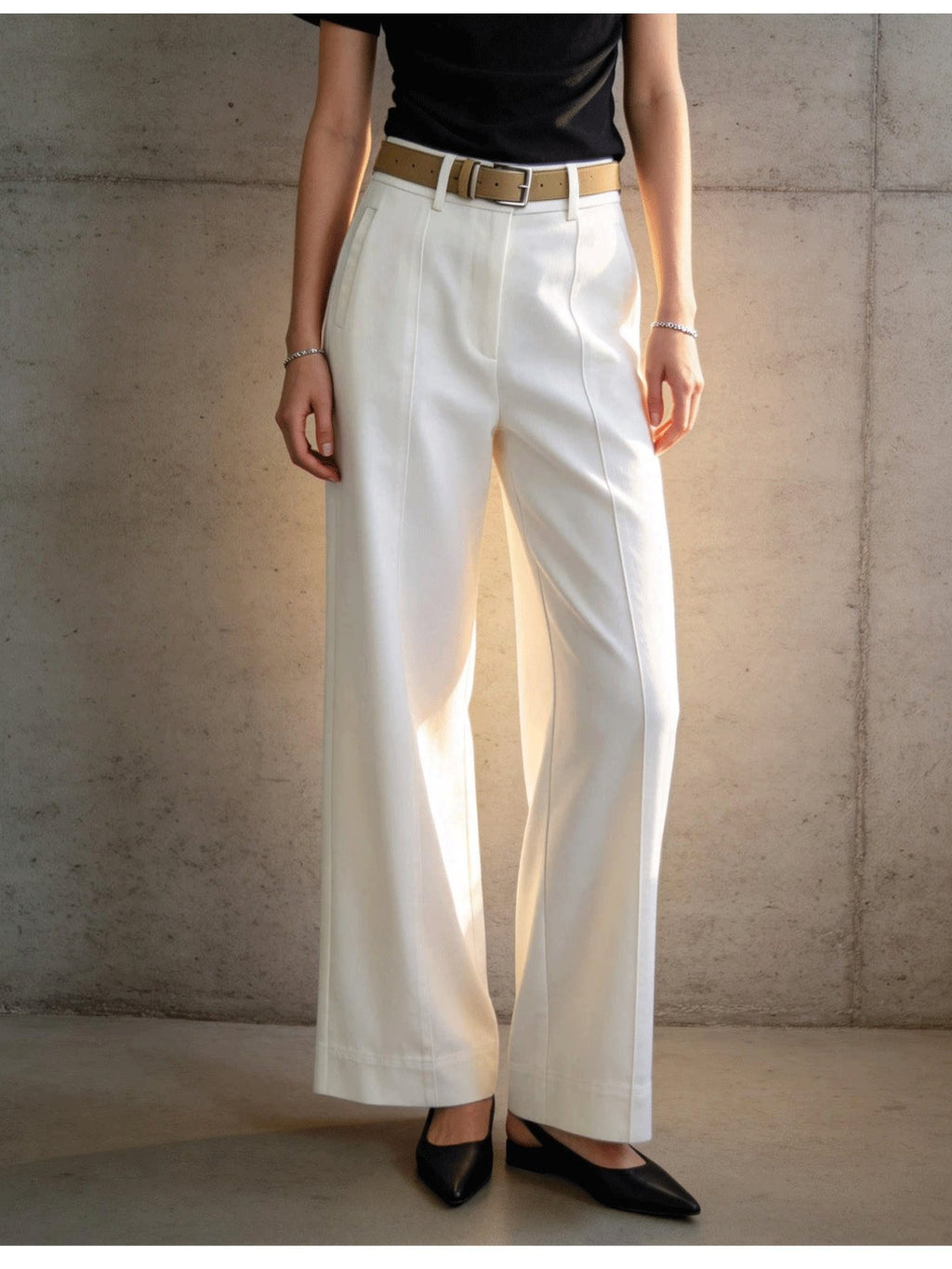 Center Press Straight Wide Pants — BL1104