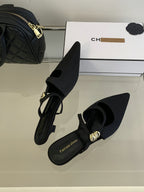 Pointed Toe Gold Accent Strap Pumps — BL1105