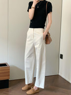 Cotton Blend Smart Semi-Wide Pants — BL1109