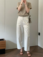 Cotton Blend Smart Semi-Wide Pants — BL1109