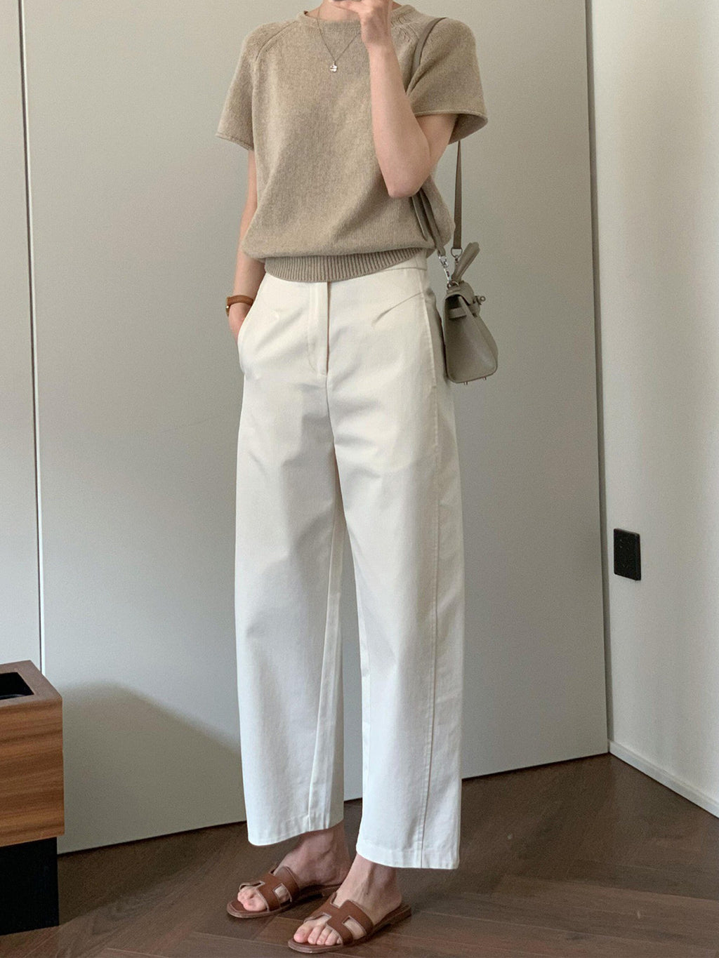 Cotton Blend Smart Semi-Wide Pants — BL1109