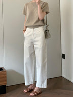 Cotton Blend Smart Semi-Wide Pants — BL1109
