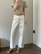 Cotton Blend Smart Semi-Wide Pants — BL1109