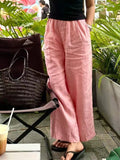 Linen Blend Relaxed Cropped Wide Pants — BL1112