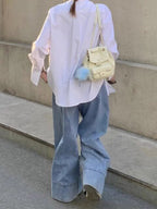 Minimal Collarless Cotton Long Shirt — BL1116