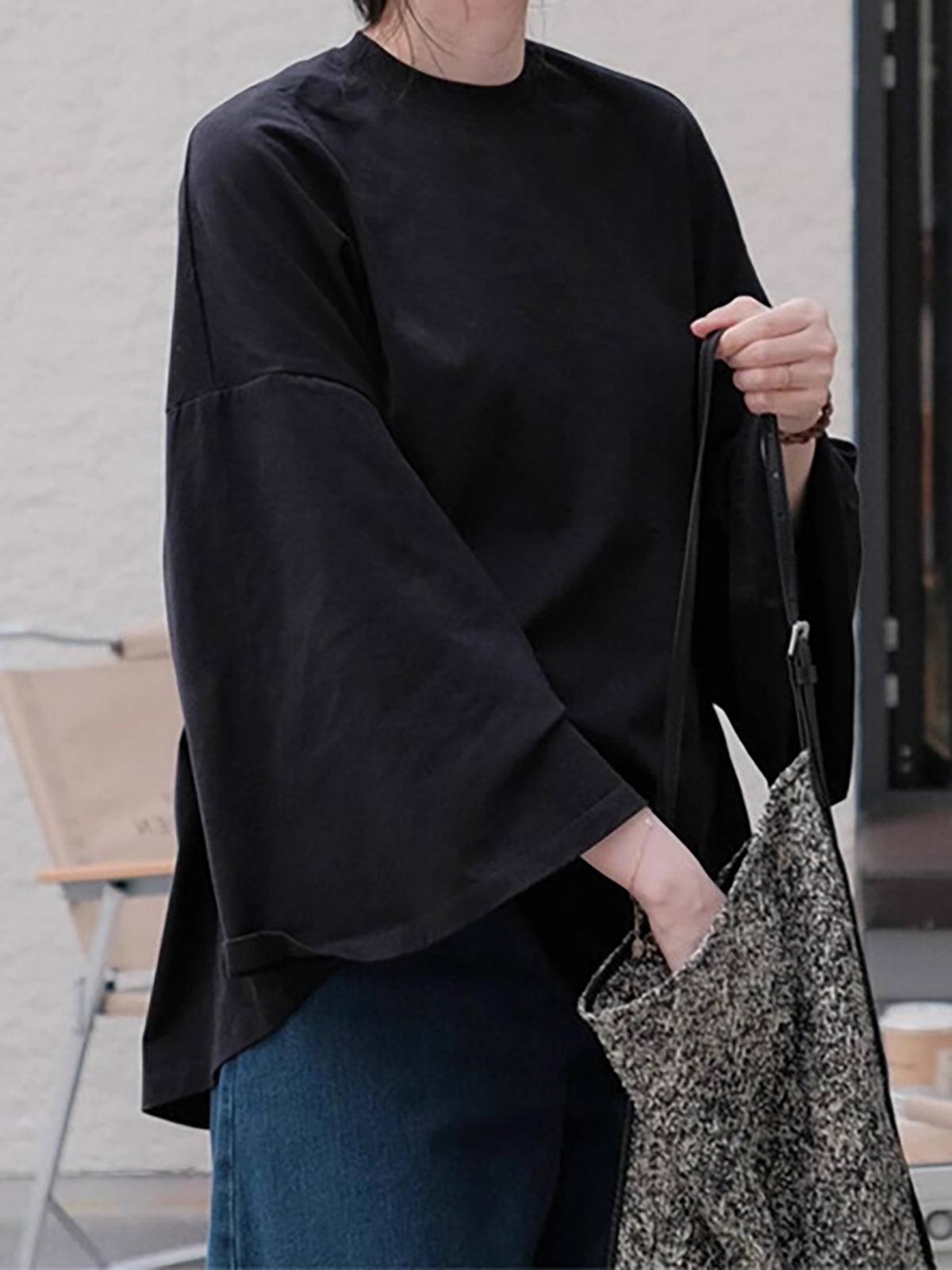 Wide Sleeve Relaxed Over Blouse — BL1117