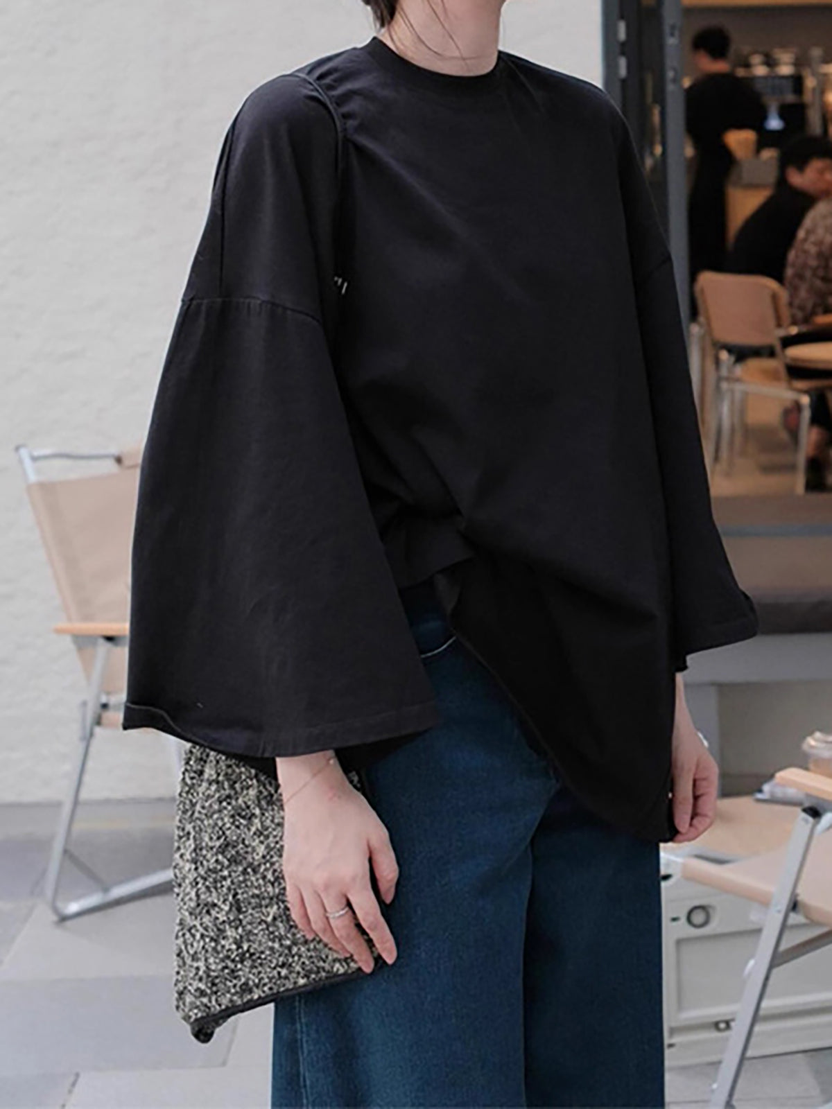 Wide Sleeve Relaxed Over Blouse — BL1117
