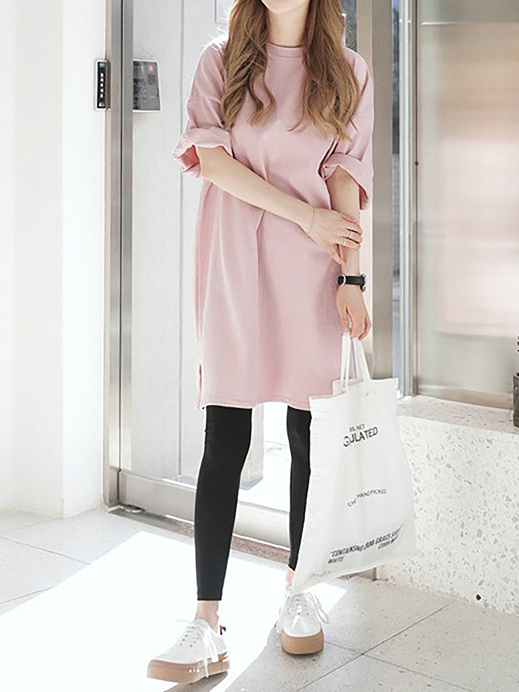 Side Slit Cotton Longline Tops — BL1119