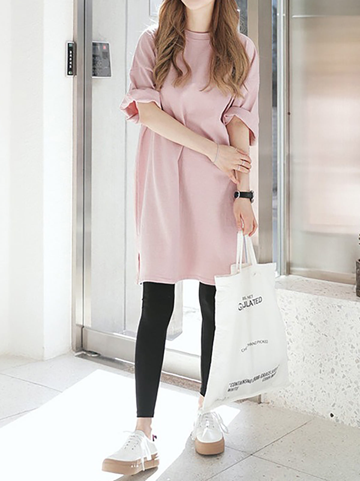 Side Slit Cotton Longline Tops — BL1119