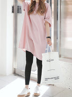 Side Slit Cotton Longline Tops — BL1119