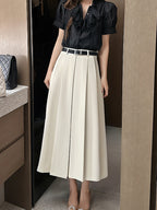 Elegant A-Line Pleated Midi Skirt — BL1122