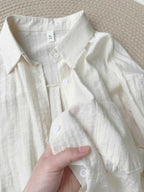 Linen Blend Relaxed V-Neck Fluid Tops — BL1123