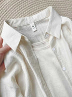 Linen Blend Relaxed V-Neck Fluid Tops — BL1123