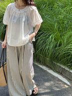 Monotone Fine Stripe Casual Pants — BL1125