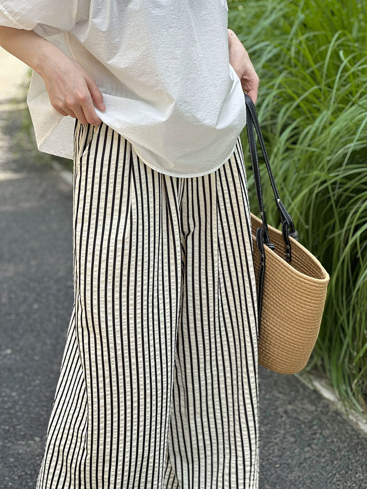 Monotone Fine Stripe Casual Pants — BL1125