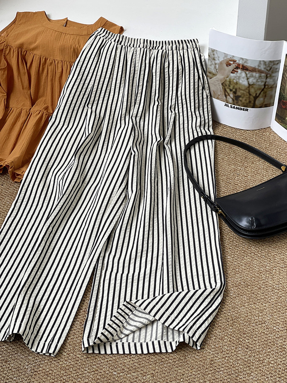 Monotone Fine Stripe Casual Pants — BL1125
