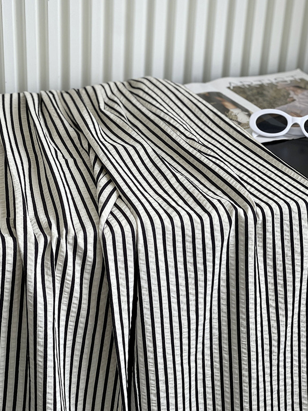 Monotone Fine Stripe Casual Pants — BL1125