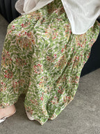 Botanical Print Lightweight Fluid Midi Skirt — BL1128