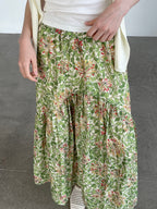 Botanical Print Lightweight Fluid Midi Skirt — BL1128