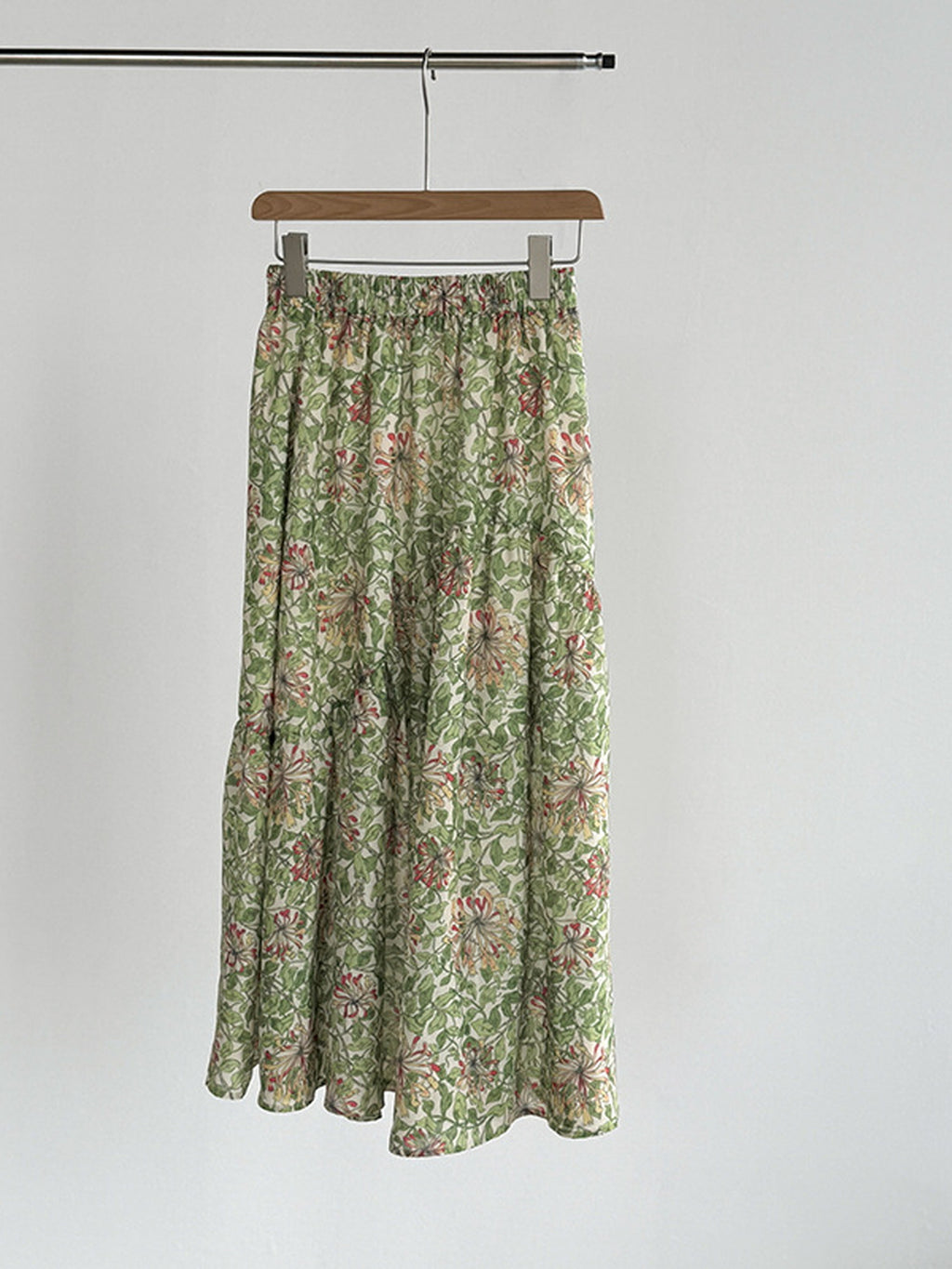 Botanical Print Lightweight Fluid Midi Skirt — BL1128