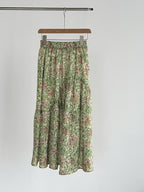Botanical Print Lightweight Fluid Midi Skirt — BL1128