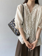 Antique Lace Sheer Volume Blouse — BL1130