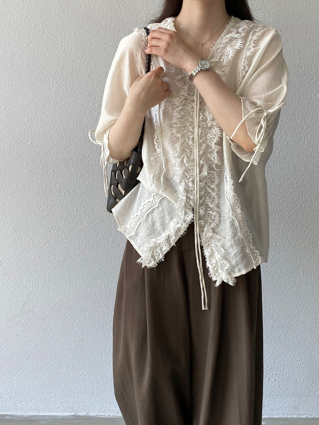 Antique Lace Sheer Volume Blouse — BL1130