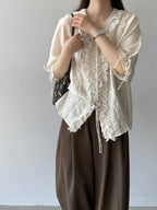 Antique Lace Sheer Volume Blouse — BL1130