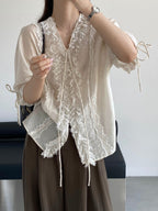 Antique Lace Sheer Volume Blouse — BL1130