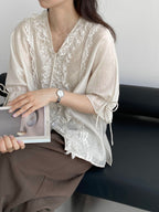 Antique Lace Sheer Volume Blouse — BL1130