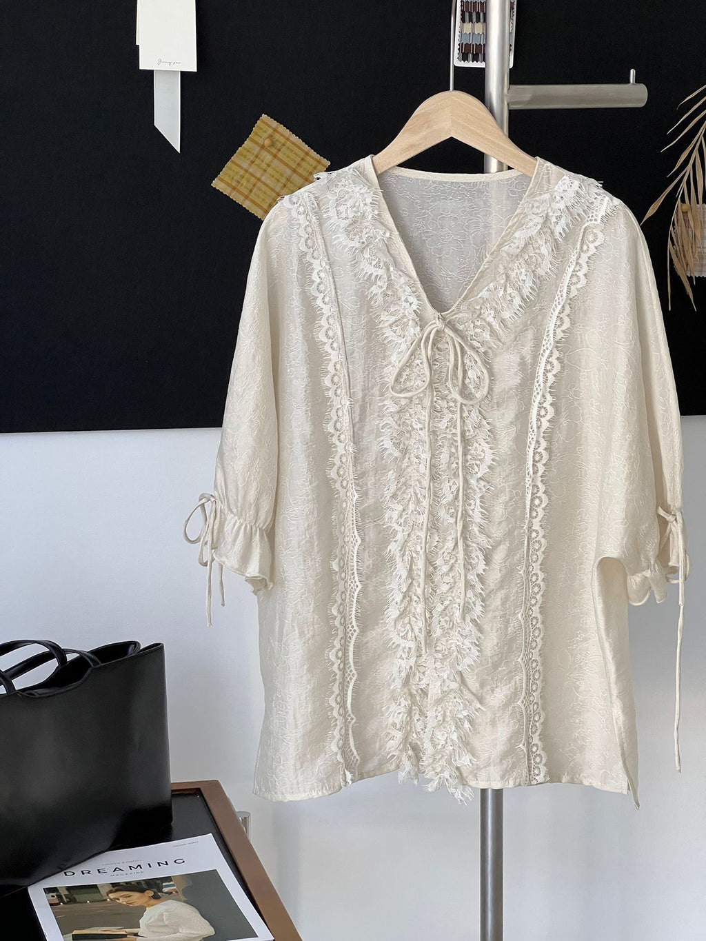 Antique Lace Sheer Volume Blouse — BL1130