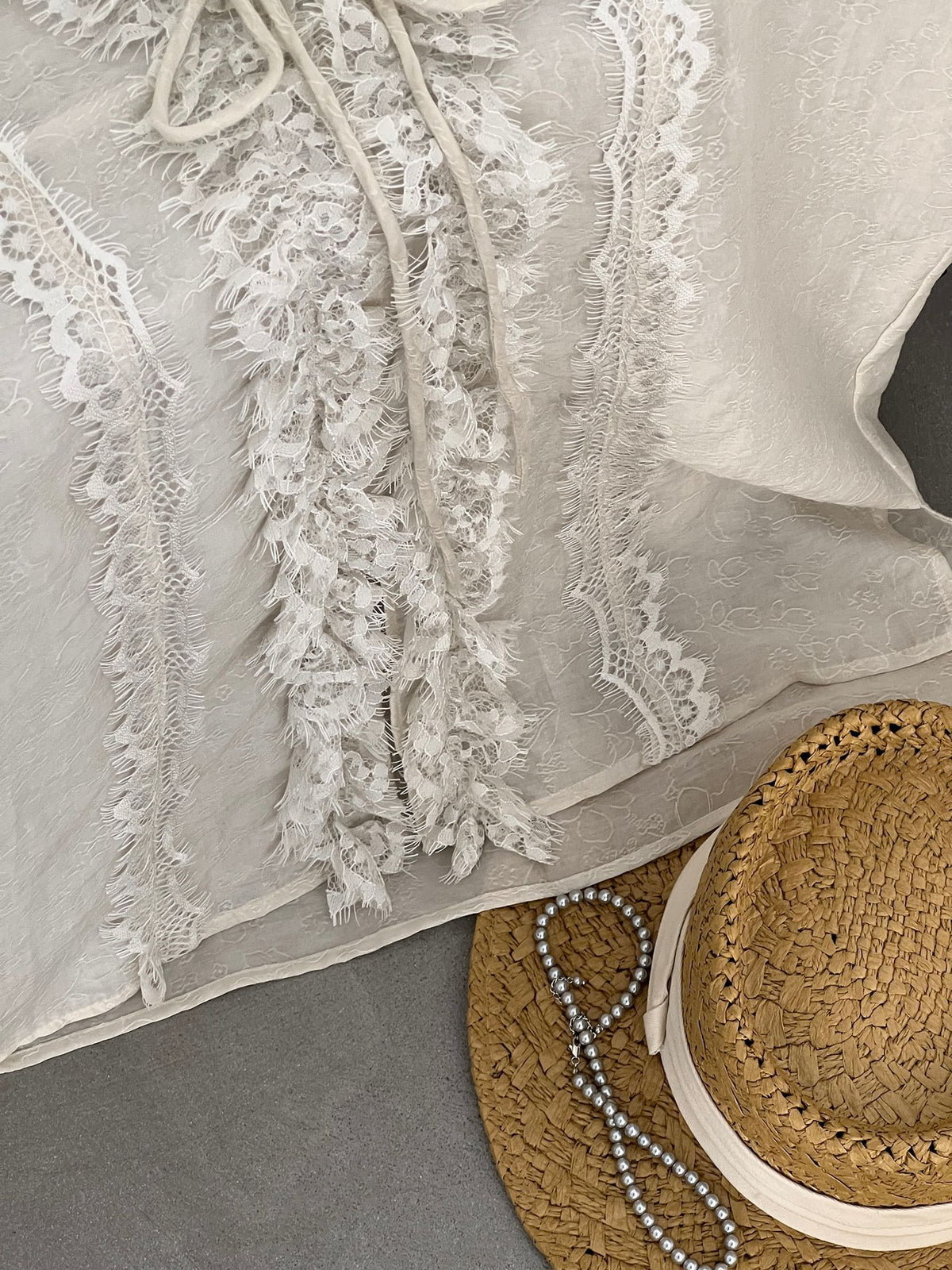 Antique Lace Sheer Volume Blouse — BL1130