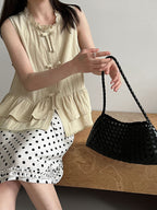 Delicate Ribbon Frill Sleeveless Blouse — BL1133