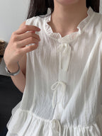 Delicate Ribbon Frill Sleeveless Blouse — BL1133