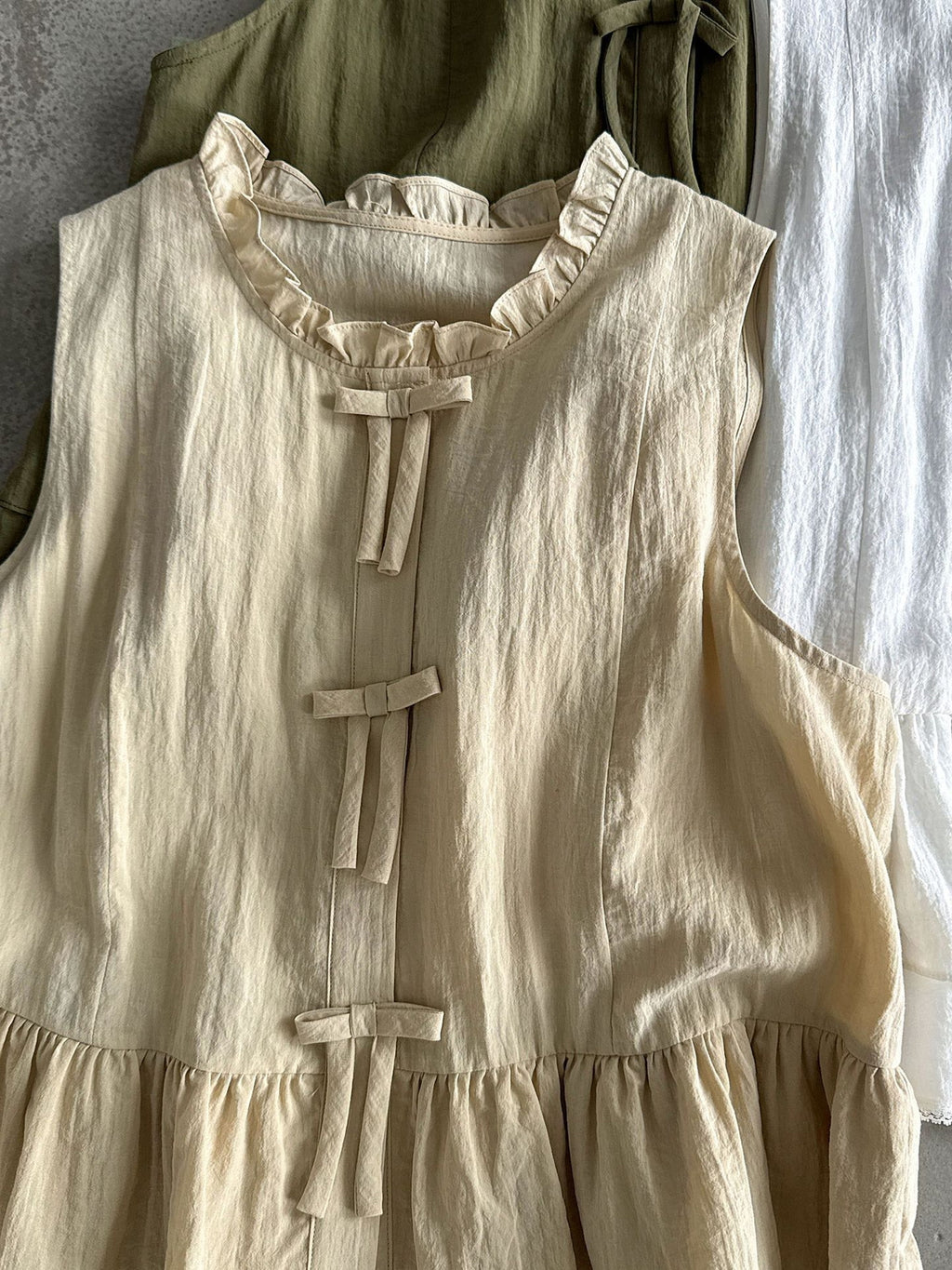 Delicate Ribbon Frill Sleeveless Blouse — BL1133
