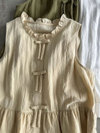 Delicate Ribbon Frill Sleeveless Blouse — BL1133