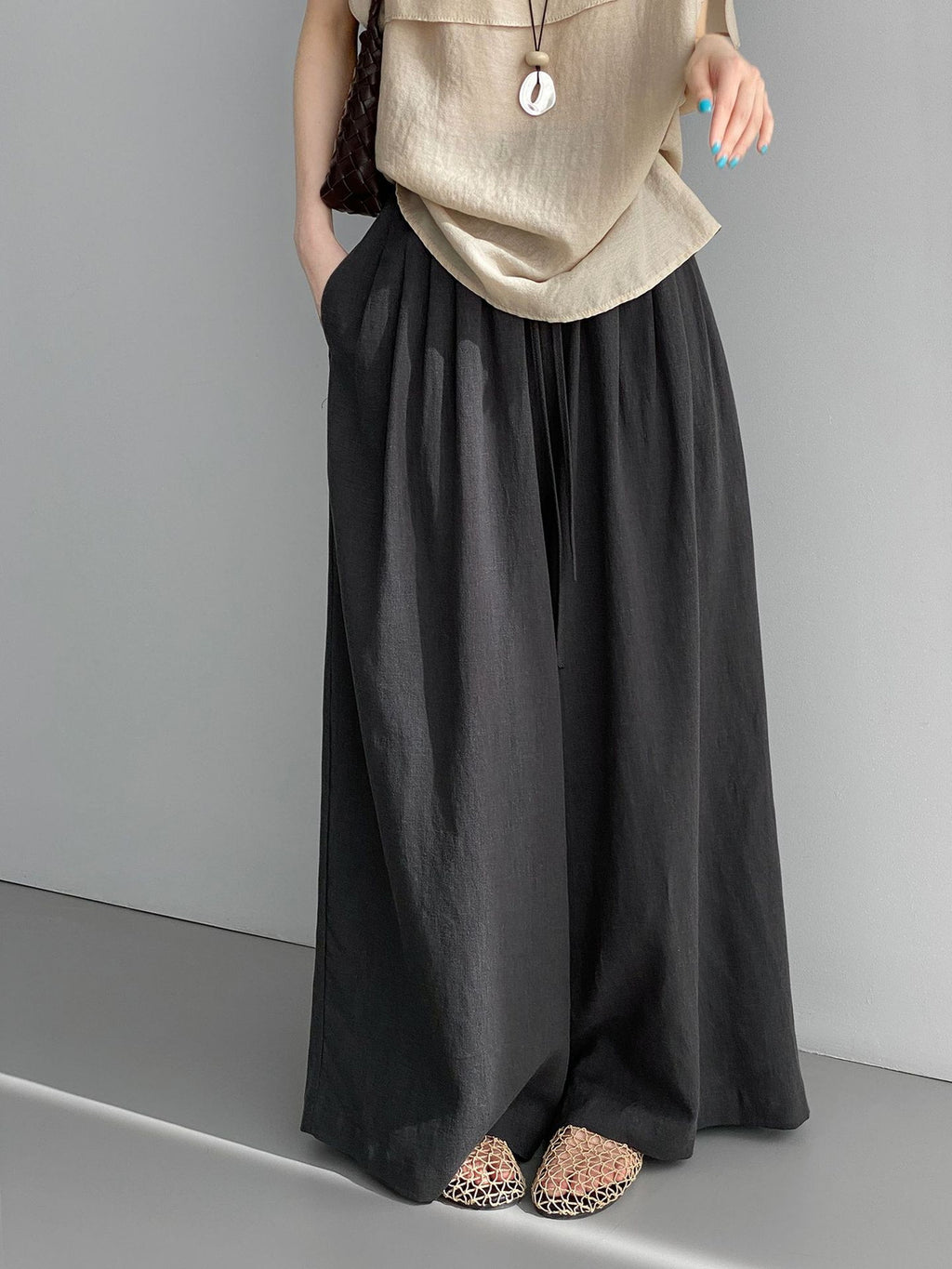 Ramie Fluid Wide Pants — BL1134