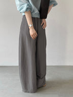 Front Seam Waist Tie Fluid Wide Pants — BL1139