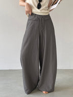 Front Seam Waist Tie Fluid Wide Pants — BL1139