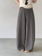 Front Seam Waist Tie Fluid Wide Pants — BL1139