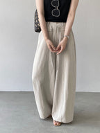 Front Seam Waist Tie Fluid Wide Pants — BL1139