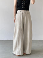 Front Seam Waist Tie Fluid Wide Pants — BL1139