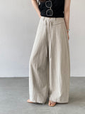 Front Seam Waist Tie Fluid Wide Pants — BL1139