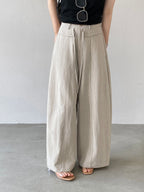 Front Seam Waist Tie Fluid Wide Pants — BL1139