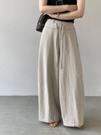 Front Seam Waist Tie Fluid Wide Pants — BL1139