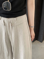Front Seam Waist Tie Fluid Wide Pants — BL1139