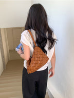 Woven Leather Half Moon Shoulder Bag — BL1140