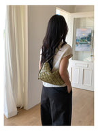 Woven Leather Half Moon Shoulder Bag — BL1140